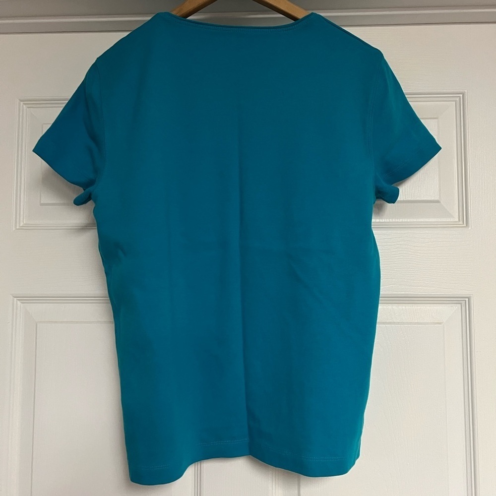 Kim Rogers Vibrant Turquoise Blue Petite Large Short Sleeve Top - Picture 3 of 8
